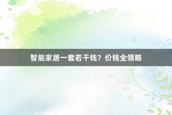 智能家居一套若干钱？价钱全领略